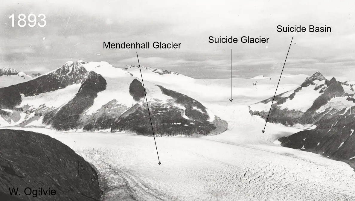 Suicide Glacier filling the basin, photographed from Mount McGinnis in 1893