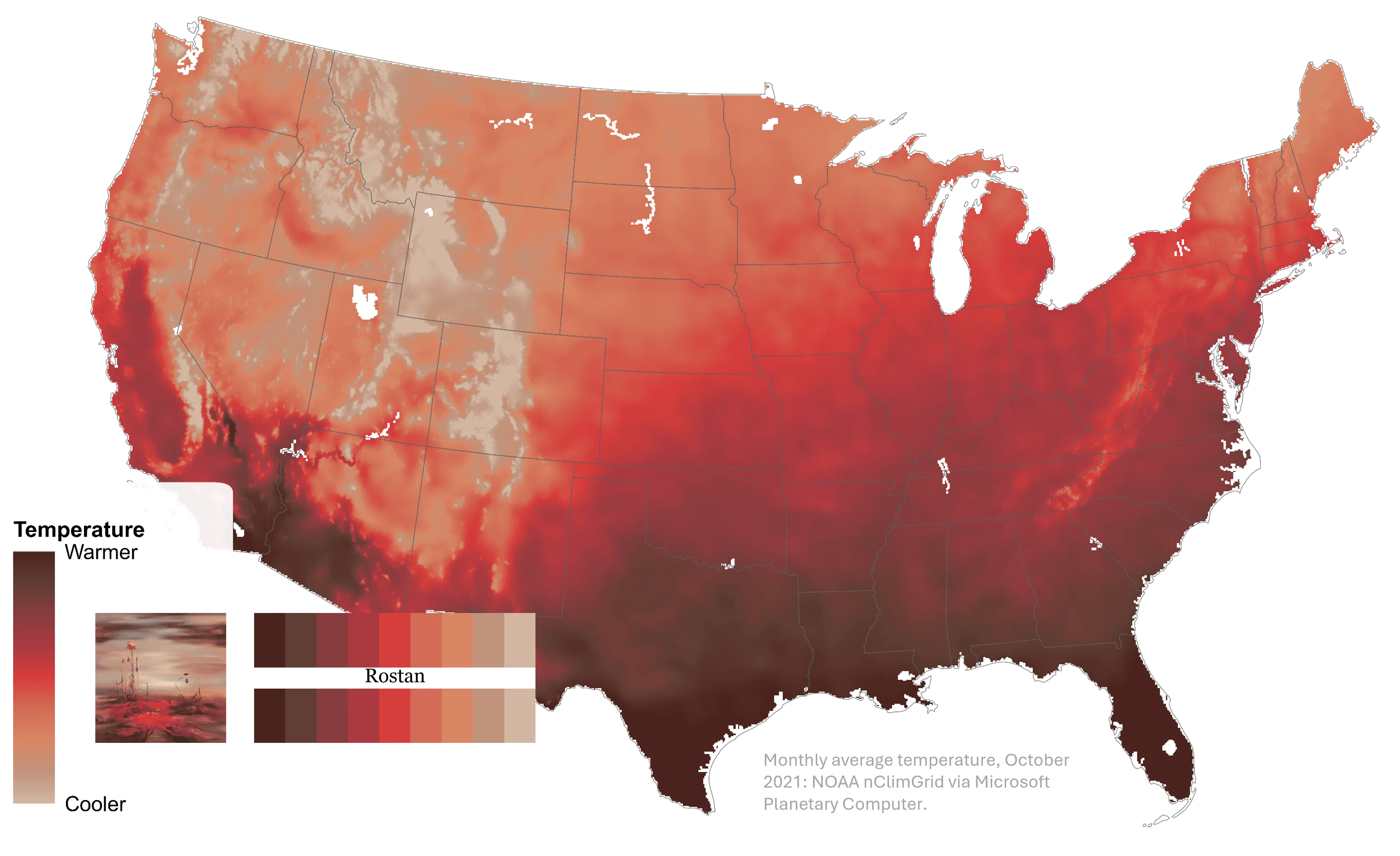 Rostan palette applied to a real-data map