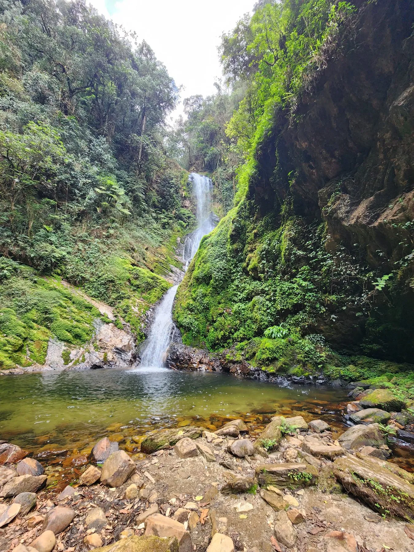 A waterfall in a green gorge, one of the photos from my photography page